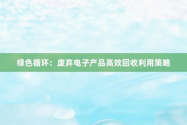 绿色循环：废弃电子产品高效回收利用策略